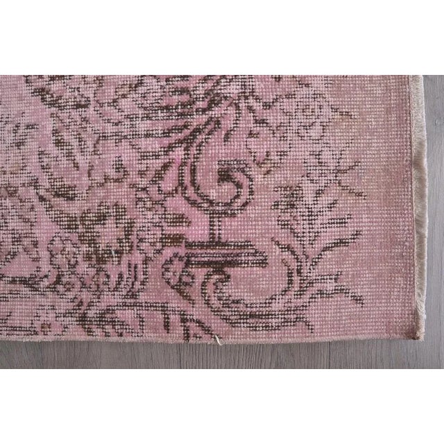 Turkish Pink Pastel Hand Knotted Over Dyed Rug For Sale - Image 8 of 9