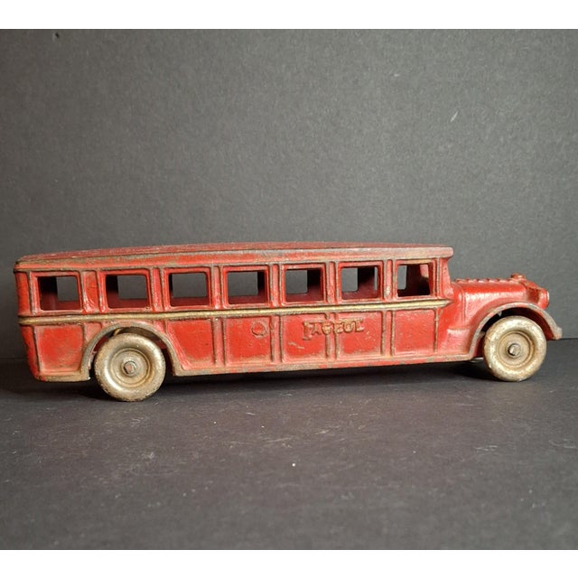 Antique Arcade Cast Iron Fageol Safety Bus 8" Red Vintage Toy Car Vehicle 1920s For Sale In Boston - Image 6 of 18