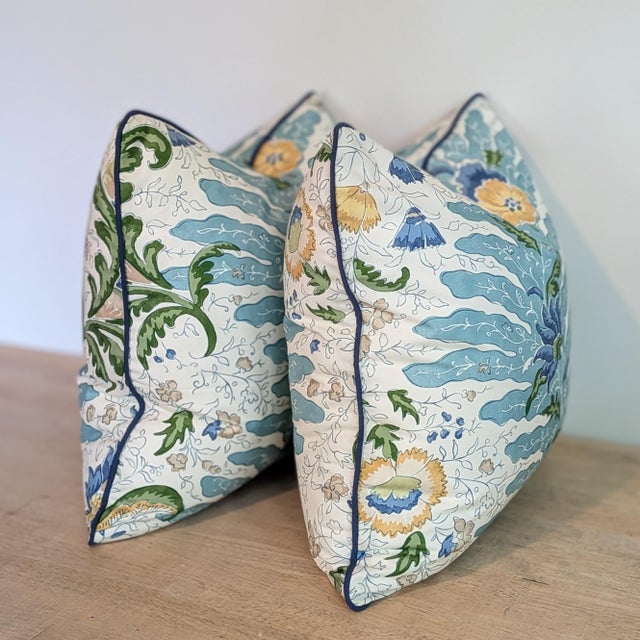 Brunschwig & Fils Riviere print in Aqua is 100% cotton, and a fun floral botanical print. Double sided, with coordinating...