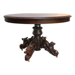 Antique French Oak Oval Dining Table, 1860 For Sale