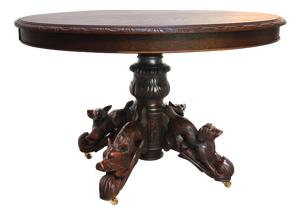 Antique French Oak Oval Dining Table, 1860