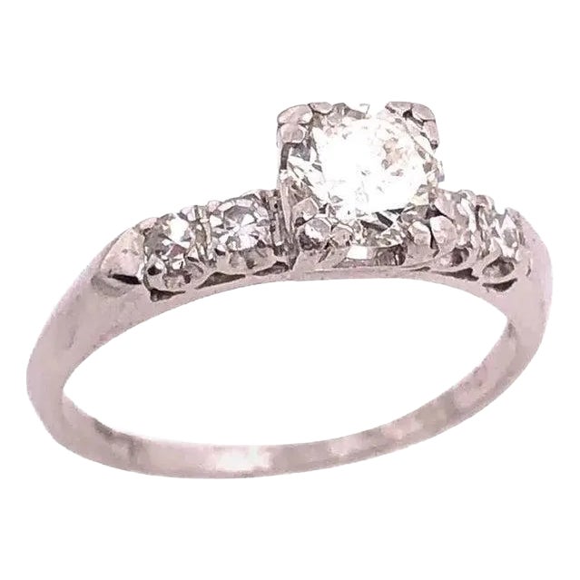 Platinum Diamond Engagement Ring 0.85 Total Diamond Weight, Size 6.25 For Sale