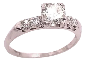 Platinum Diamond Engagement Ring 0.85 Total Diamond Weight, Size 6.25