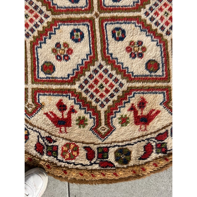 Early 20th Century Kazak Style Hand Knotted Round Tribal Rug For Sale - Image 5 of 8
