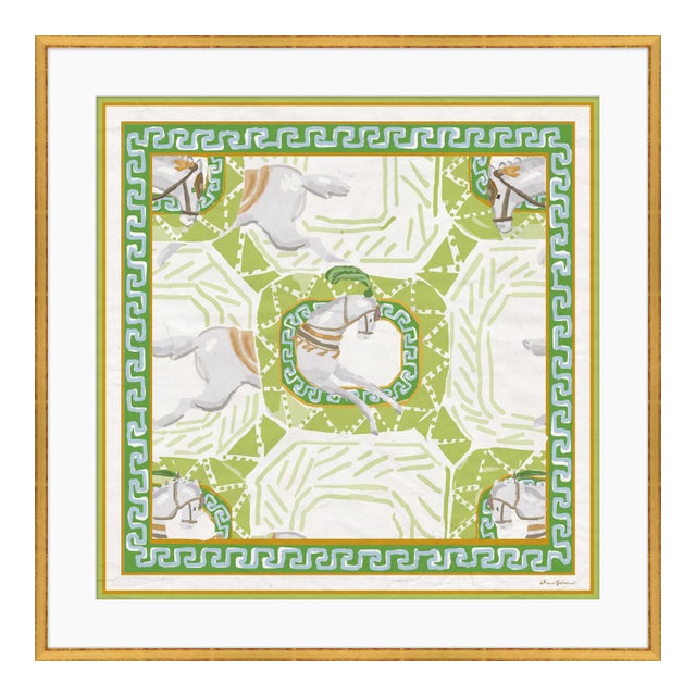 Equitation in Green Framed Art Print For Sale