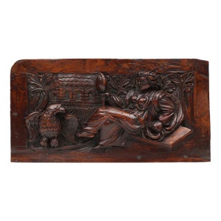 17th Century Gothic Hand-Sculpted Oak Panel, Belgium For Sale