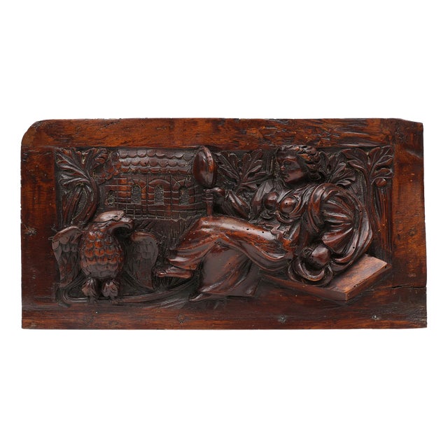 17th Century Gothic Hand-Sculpted Oak Panel, Belgium For Sale