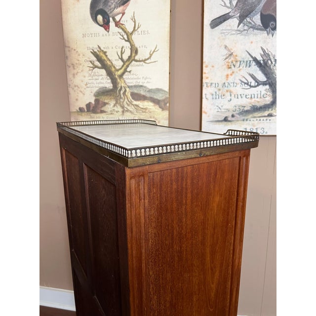 Antique French Chest of Drawers Semainier Louis XVI White Marble Mahogany C1900 For Sale - Image 15 of 18