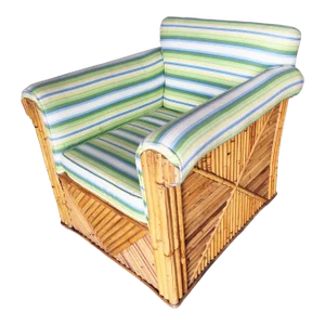 1950s Restored Rattan Club Lounge Chair