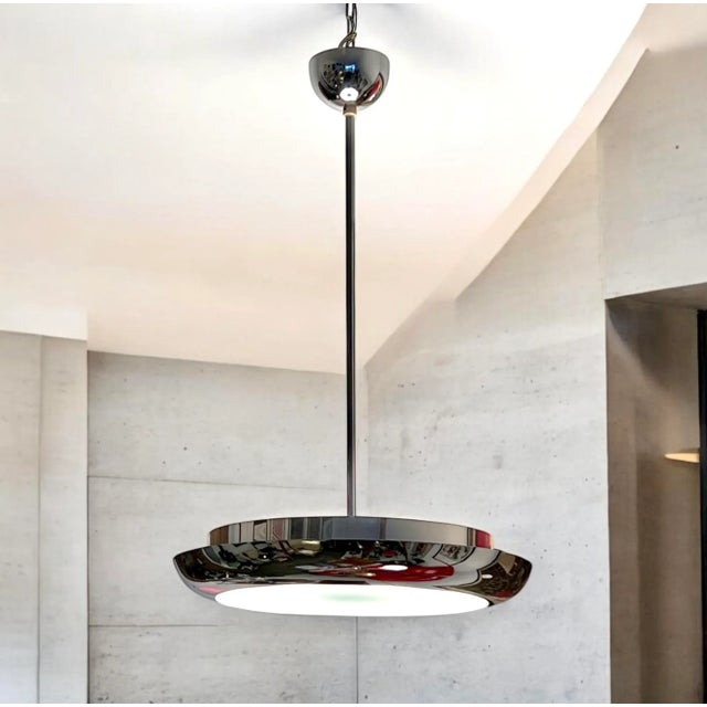 Metal Mid-Century Modern Bauhaus Modern UFO Pendant Light by Josef Hurka for Napako, 1950s For Sale - Image 7 of 10