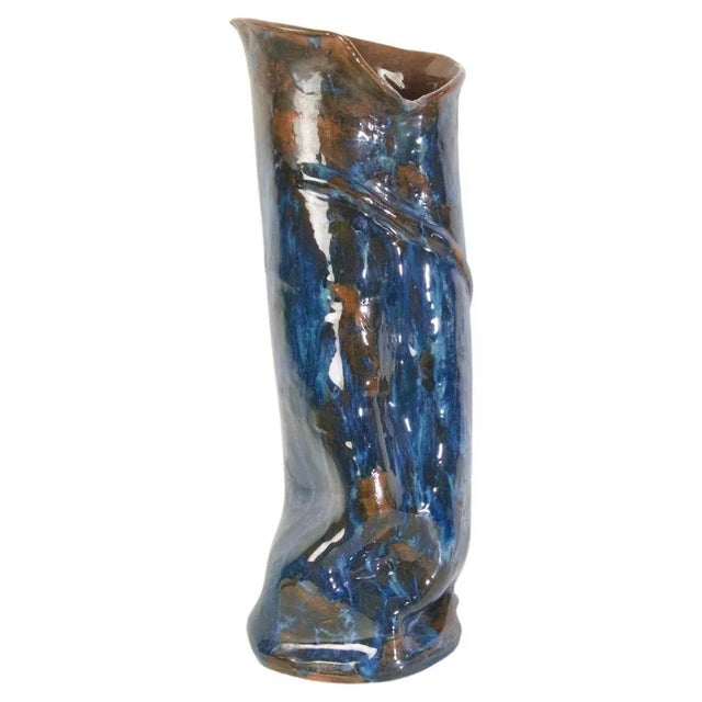 Blue Vintage Ceramic Vase, Italy For Sale - Image 8 of 8