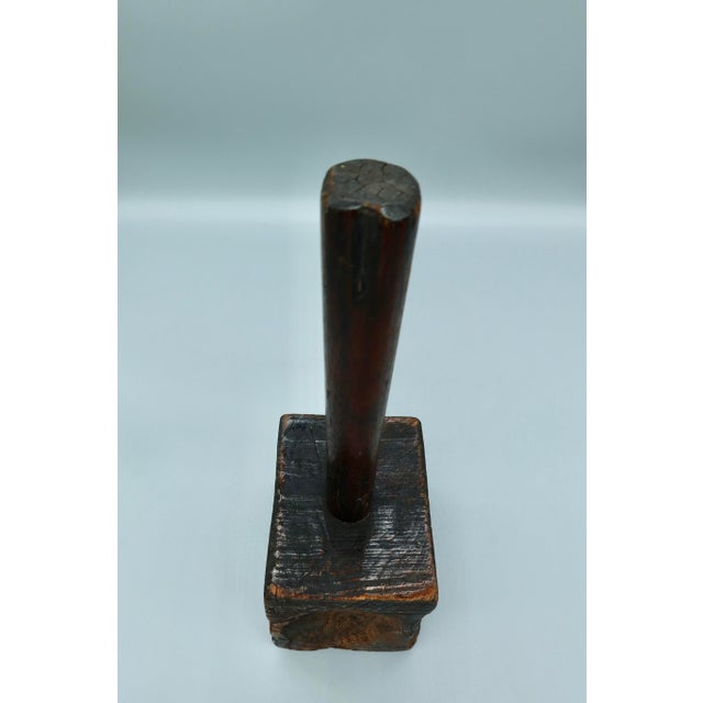 Wood Early 19th-C English Wooden Mallet – Square Base For Sale - Image 7 of 7