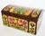 Lovely, extra-large, rare chest-shaped mid-century tin box with a colourful folkloristic 1950s design. Inside condition...