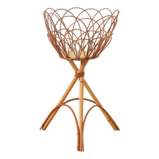 Mid-Century Bamboo Rattan Plant Stand, France, 1960s For Sale