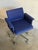Blue Upholstered Swivel Office Chair With Metal Base Mid-Century Modern 1970s For Sale - Image 4 of 11