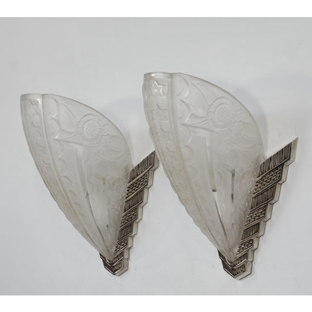 Art Deco 1930s French Art Deco Wall Sconces by Les Etablissements Donna France - a Pair For Sale - Image 3 of 10