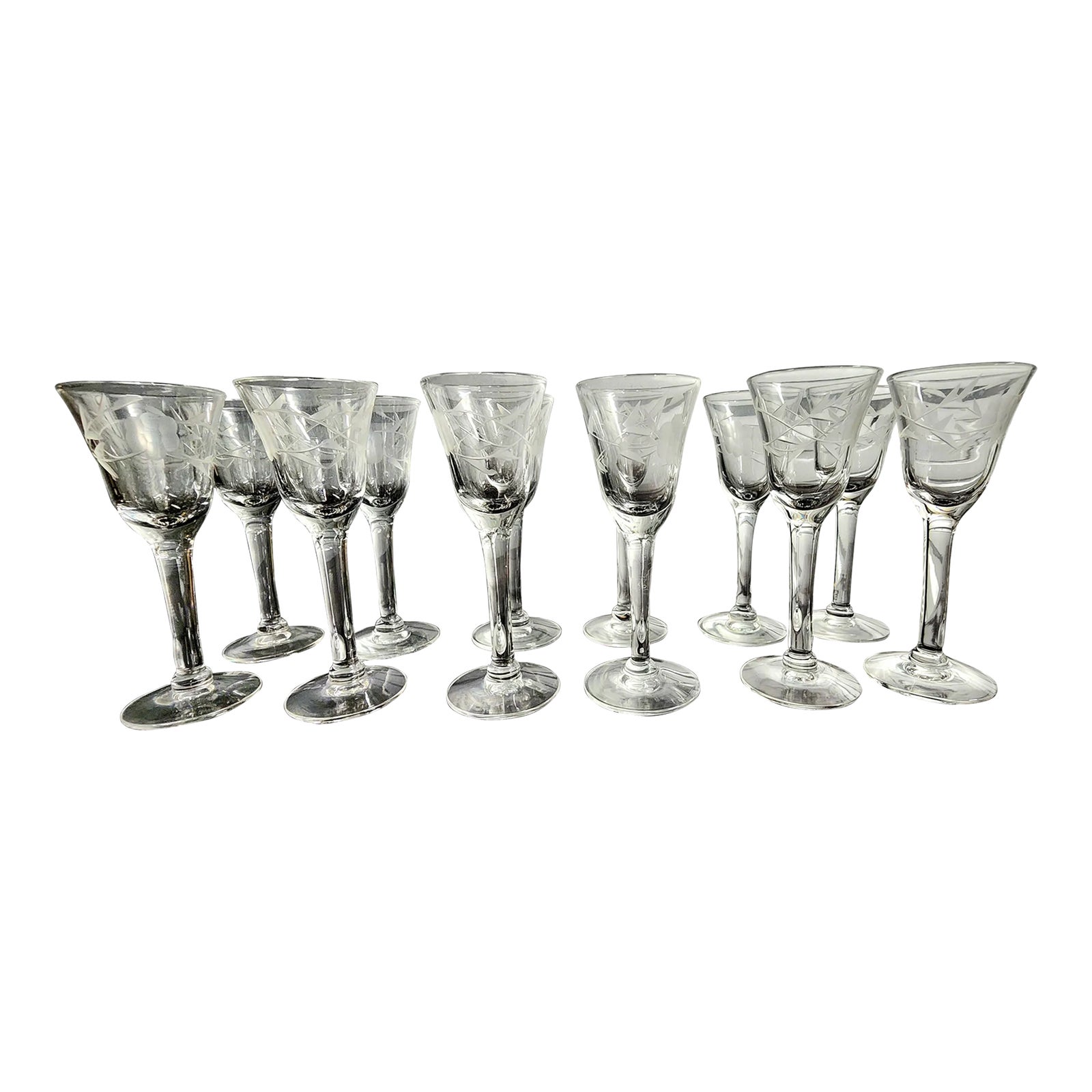 Vintage Etched Cordial Glasses Set of 12 Chairish