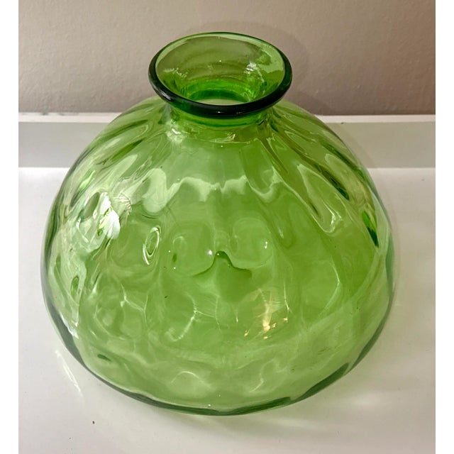 Vintage Empoli Green Glass Thumbprint Vase For Sale In New York - Image 6 of 6