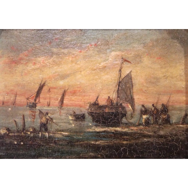 Wood Pair of 19th Century French Marine Oil Paintings in Giltwood Frames, Dated 1878 For Sale - Image 7 of 12