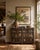 A striking early 20th-century Chinese hand-painted lacquer cabinet featuring an atmospheric landscape scene across both...
