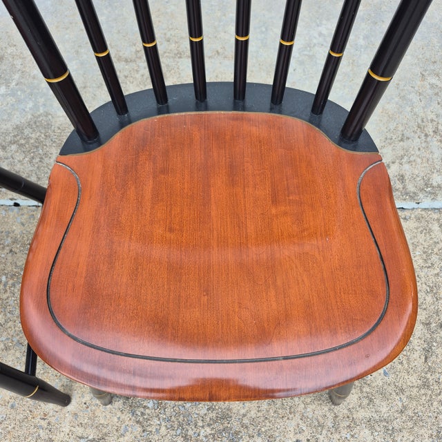 2001 Hitchcock Harvest Stenciled Faux Bamboo Cherry Windsor Dining Chairs, Set of 4 For Sale In Washington DC - Image 6 of 15