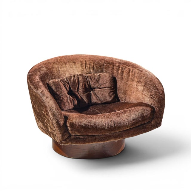 Milo Baughman for Thayer Coggin Mid Century Walnut Swivel Barrel Tub Chairs - Pair For Sale - Image 12 of 12