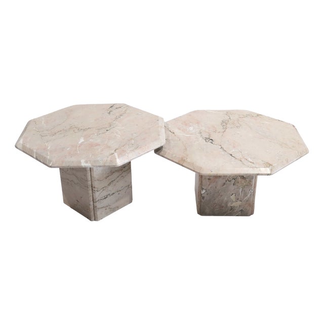 Vintage Marble Coffee Tables, Switzerland, 1970s, Set of 2 For Sale