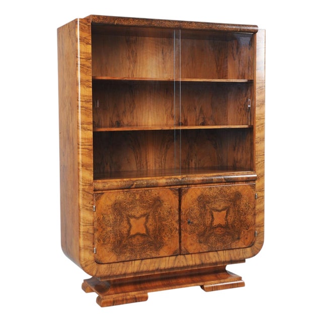 Art Deco Showcase in Walnut by J. Halabala for Up Závody, Czech, 1920s For Sale