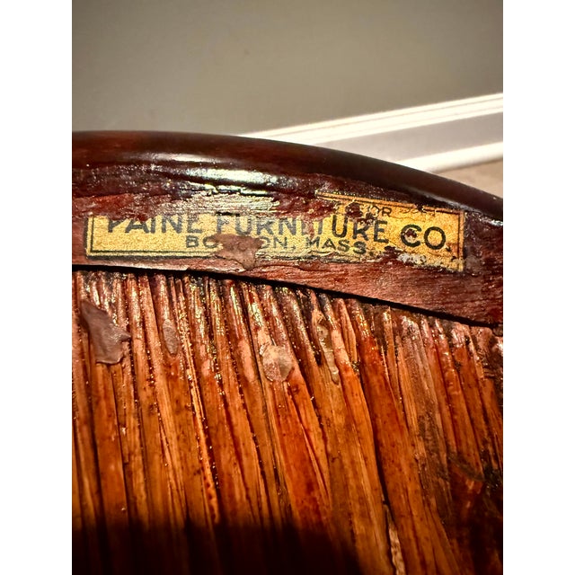 Victorian Antique Paine Furniture Co. Boston Child's Windsor Armchair With Original Rush Seat For Sale - Image 3 of 17