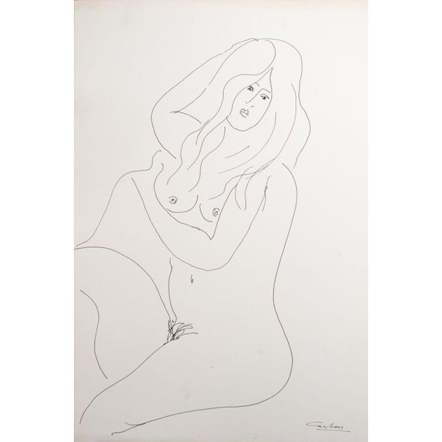 Norman Carton (Ukrainian-American, 1908-1980), Six Nude Woman Compositions, Ink on Paper, each signed, unframed. Largest:...