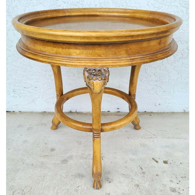 Neoclassical Gueridon Carved Rams Head Side Center Lamp Table For Sale - Image 3 of 9