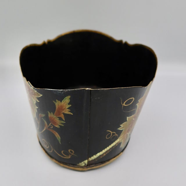 Metal Vintage Hand-Painted Tole Cachepot For Sale - Image 7 of 10