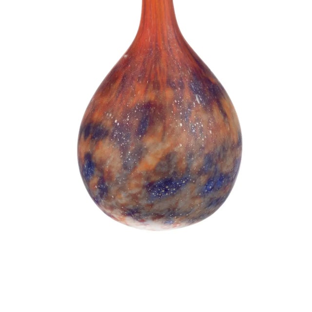 A rare Daum Nancy Cameo glass vase decorated with red and blue marmoreal details on an opalescent ground. Marked ‘Daum...