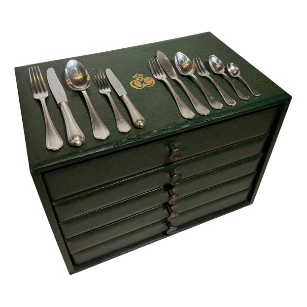 Silver-Plated Spatours Cutlery Service with Box from Christofle, Set of 144 For Sale