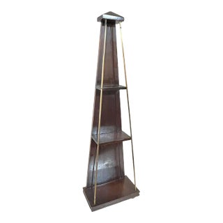 Mid 20th Century Vintage Mahogany and Brass Obelisk Form Shelf For Sale