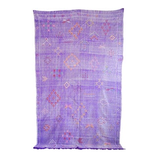 Bright Purple Silk Sabra Rug - 6′ × 10′ For Sale