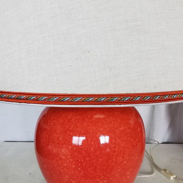 Metal Orange Glazed Ceramic Lamps, 1975, Set of 2 For Sale - Image 7 of 8