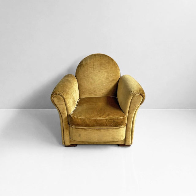Poltrona Frau Mid-Century Modern Italian Yellow Velvet Chairs by Tito Agnoli for Poltrona Frau, 1950s, Set of 2 For Sale - Image 4 of 18