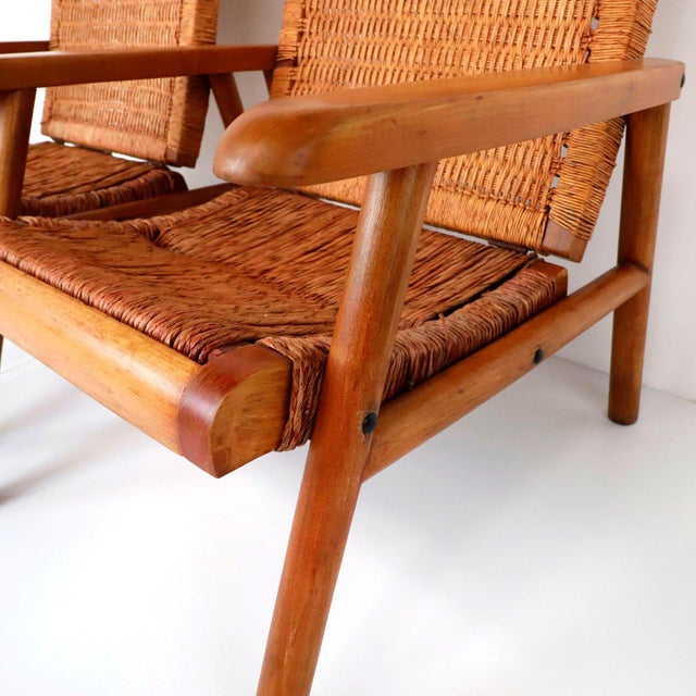 Mid-Century Modern 1960s Mexican Mid-Century Modern Woven Lounge Chairs - A Pair For Sale - Image 3 of 5