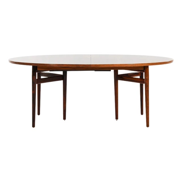Dining Table in Rosewood and Leather attributed to Arne Vodder, 1950s For Sale