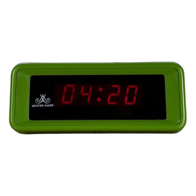 Vintage Space Age Green LED Digital Alarm Clock from Meister Anker, Germany, 1970s For Sale