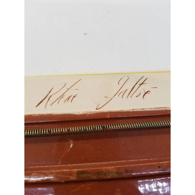 1970s Vintage Signed Hand Painted Iris Flowers on Red Art Pottery, Signed For Sale - Image 4 of 5