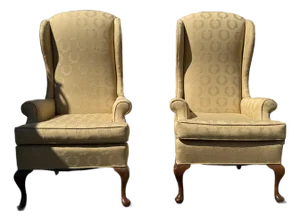 Pair of Vintage Mid Century Fireside Elongated Wingback Chairs