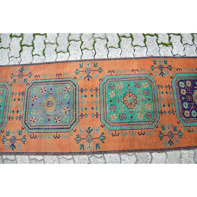 Textile 1960s Handmade Vintage Turkish Corridor Long Rug For Sale - Image 7 of 11
