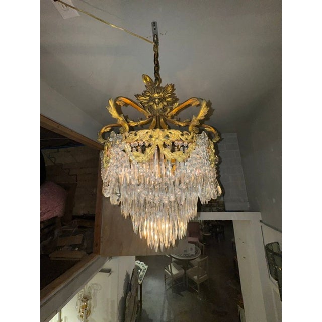 French 19th French Louis XV Gilt Bronze and Crystal Chandelier For Sale - Image 3 of 5