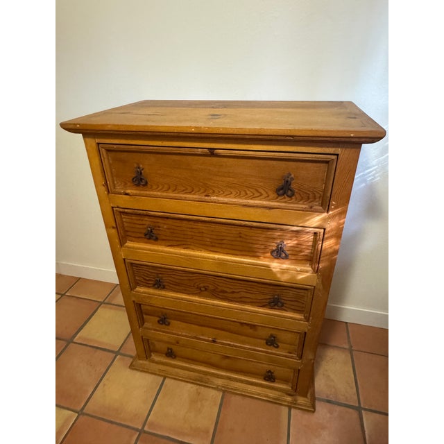 Farmhouse Late 20th Century Mexican Solid Pine Hacienda Five-Drawer Dresser For Sale - Image 3 of 13