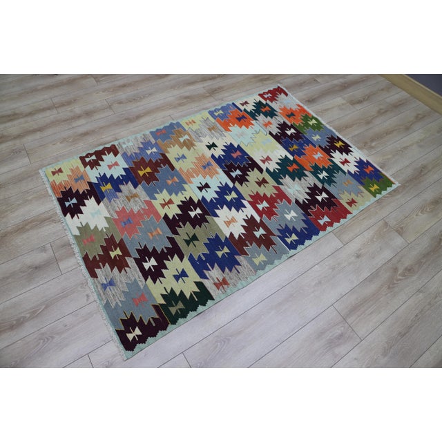 Rustic 1970s Southwestern Style Handmade Multicolor Oushak Kilim Rug For Sale - Image 3 of 8
