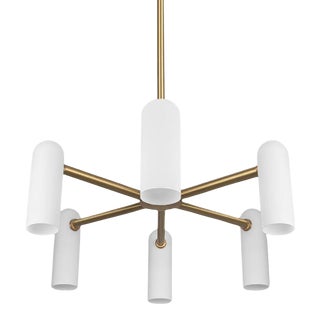 Schwung Odyssey Round Chandelier, 6-Light, Brass Lacquered Burnished Brass, Black Gunmetal, Polished Nickel For Sale