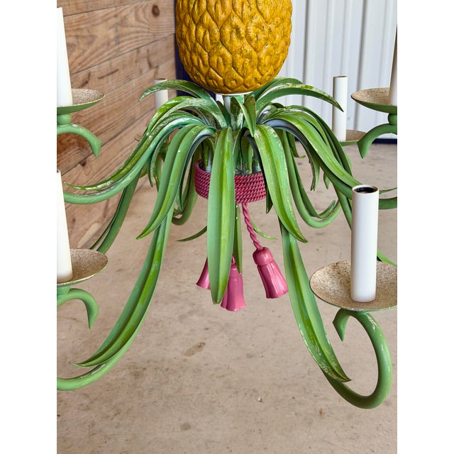 Bring a little sunshine indoors with this delightfully whimsical vintage nine-light pineapple chandelier. Bursting with...