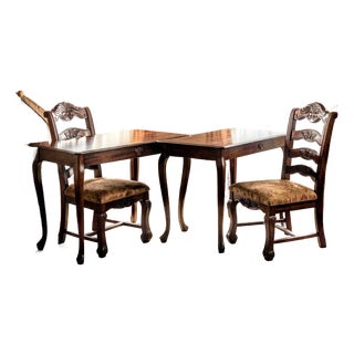 1970s The Dualist Atelier: Grand Partners Office Suite With Matching Queen Anne Writing Desks & Sculptural Mediterranean Carved Chairs For Sale